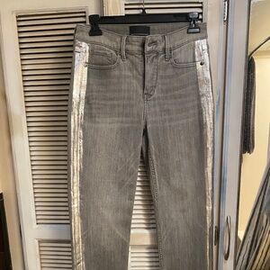 WHBM GRAY JEANS WITH SILVER STRIPE